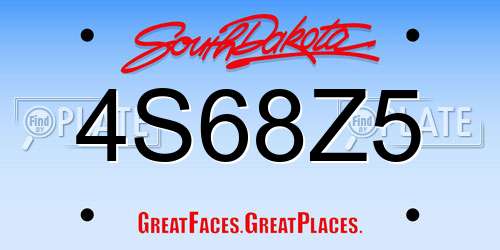 4S68Z5 South Dakota License Plate