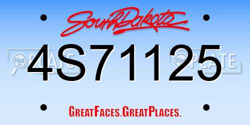4S71125 South Dakota License Plate