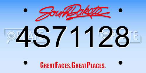 4S71128 South Dakota License Plate