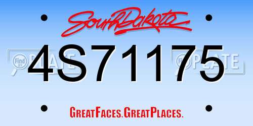 4S71175 South Dakota License Plate