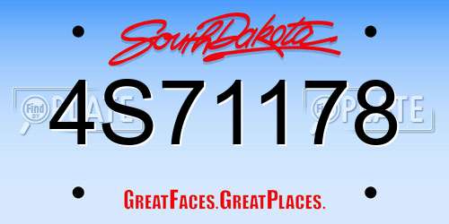 4S71178 South Dakota License Plate