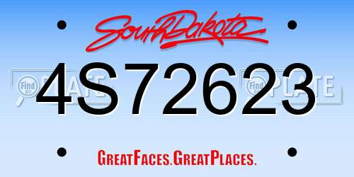 4S72623 South Dakota License Plate