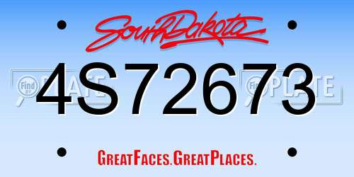 4S72673 South Dakota License Plate