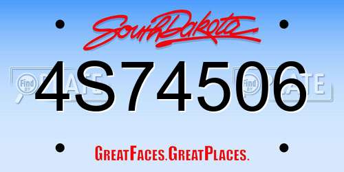 4S74506 South Dakota License Plate