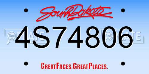 4S74806 South Dakota License Plate