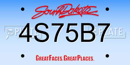 4S75B7 South Dakota License Plate