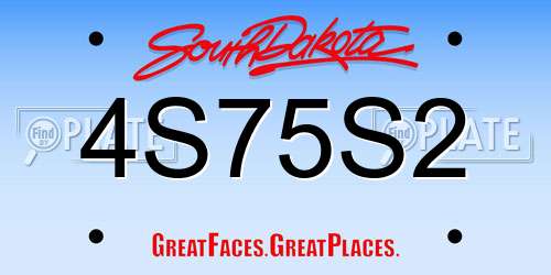 4S75S2 South Dakota License Plate