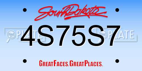 4S75S7 South Dakota License Plate