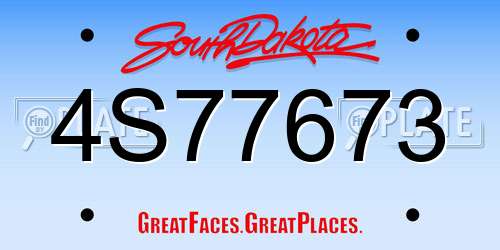 4S77673 South Dakota License Plate