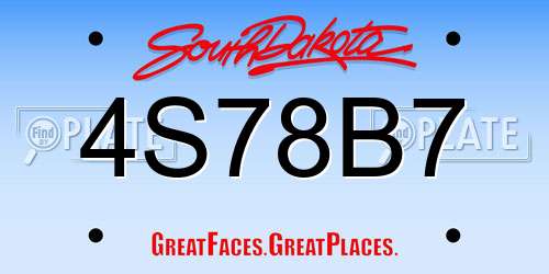 4S78B7 South Dakota License Plate