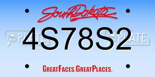 4S78S2 South Dakota License Plate