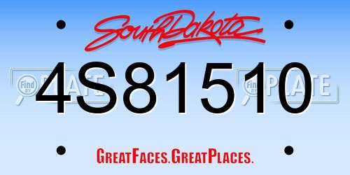4S81510 South Dakota License Plate