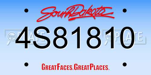 4S81810 South Dakota License Plate