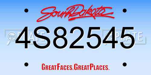 4S82545 South Dakota License Plate