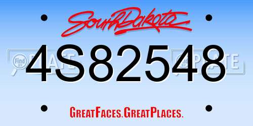 4S82548 South Dakota License Plate