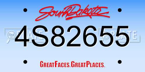 4S82655 South Dakota License Plate