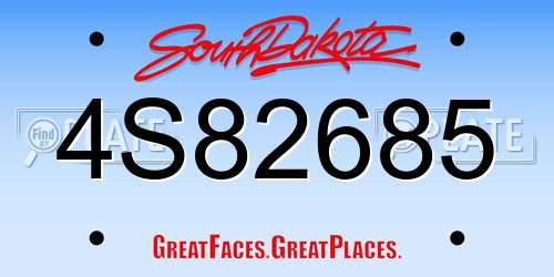 4S82685 South Dakota License Plate