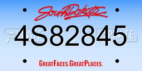 4S82845 South Dakota License Plate