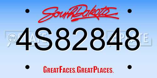 4S82848 South Dakota License Plate
