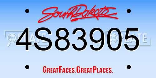 4S83905 South Dakota License Plate