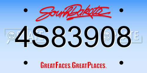 4S83908 South Dakota License Plate