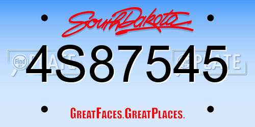 4S87545 South Dakota License Plate