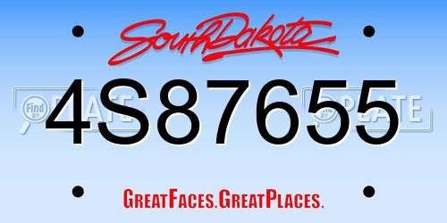 4S87655 South Dakota License Plate