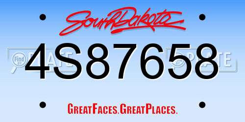 4S87658 South Dakota License Plate