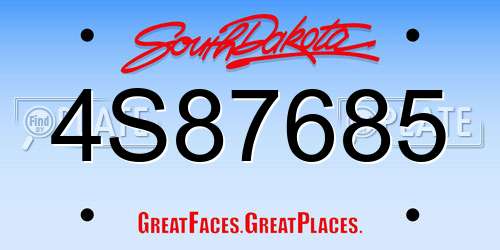 4S87685 South Dakota License Plate