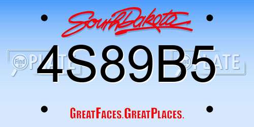 4S89B5 South Dakota License Plate