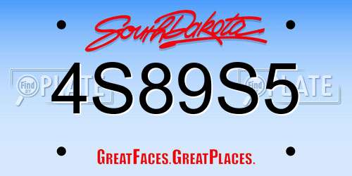 4S89S5 South Dakota License Plate