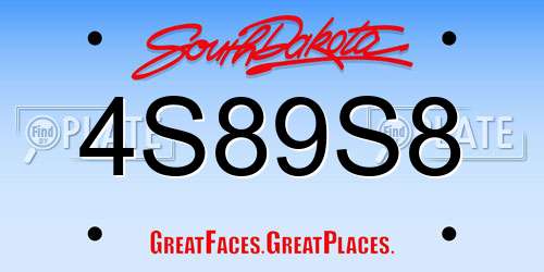 4S89S8 South Dakota License Plate