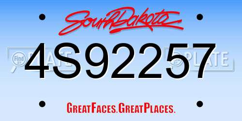 4S92257 South Dakota License Plate