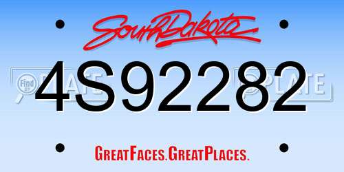 4S92282 South Dakota License Plate