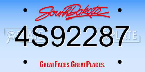 4S92287 South Dakota License Plate