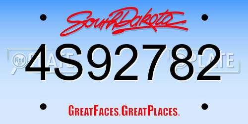 4S92782 South Dakota License Plate