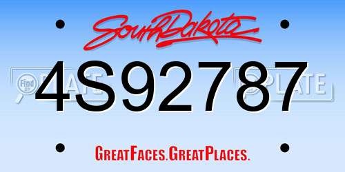 4S92787 South Dakota License Plate
