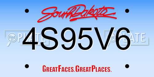 4S95V6 South Dakota License Plate