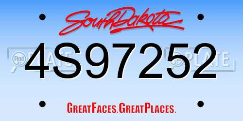 4S97252 South Dakota License Plate