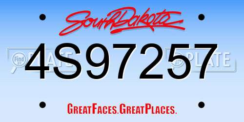 4S97257 South Dakota License Plate