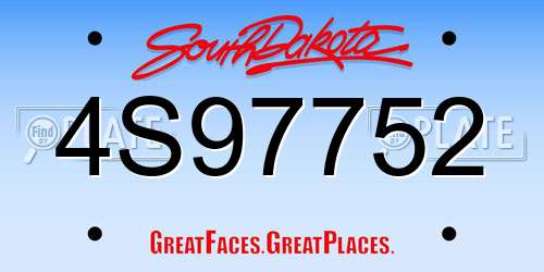 4S97752 South Dakota License Plate