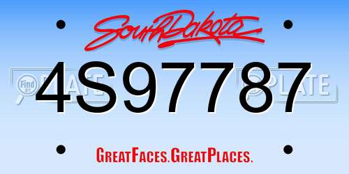 4S97787 South Dakota License Plate