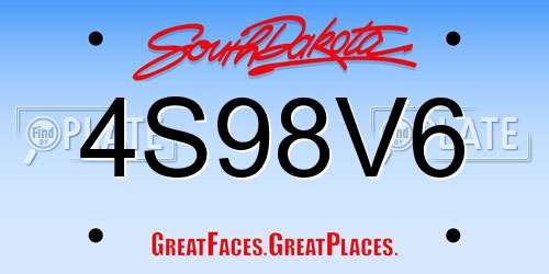 4S98V6 South Dakota License Plate