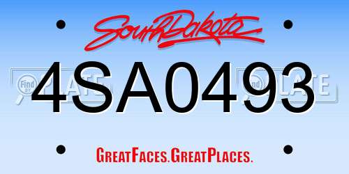 4SA0493 South Dakota License Plate