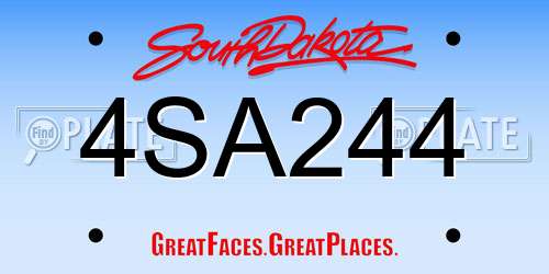 4SA244 South Dakota License Plate