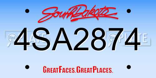 4SA2874 South Dakota License Plate