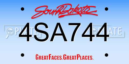4SA744 South Dakota License Plate