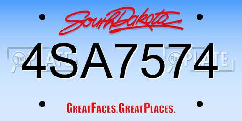 4SA7574 South Dakota License Plate