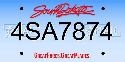 4SA7874 South Dakota License Plate