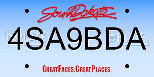 4SA9BDA South Dakota License Plate